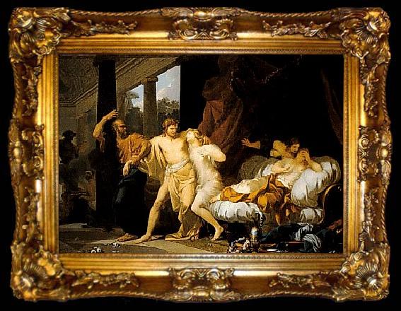 framed  Baron Jean-Baptiste Regnault Regnault Socrates Tears Alcibiades from the Embrace of Sensual Pleasure, ta009-2